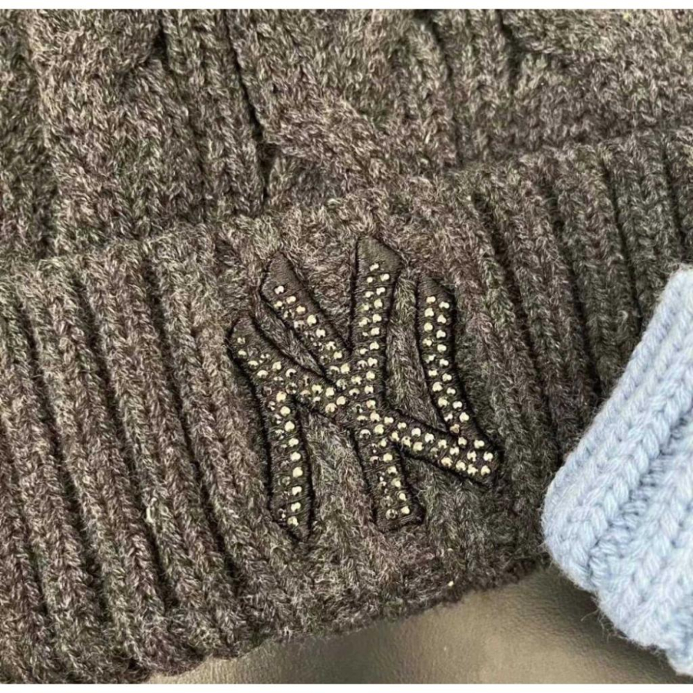 毛帽 針織毛帽 NY毛帽 韓國 正韓 MLB 施華洛世奇水鑽針織毛帽 施華洛世奇 水鑽毛帽 NY 保暖百搭 舒適好看 防-細節圖9