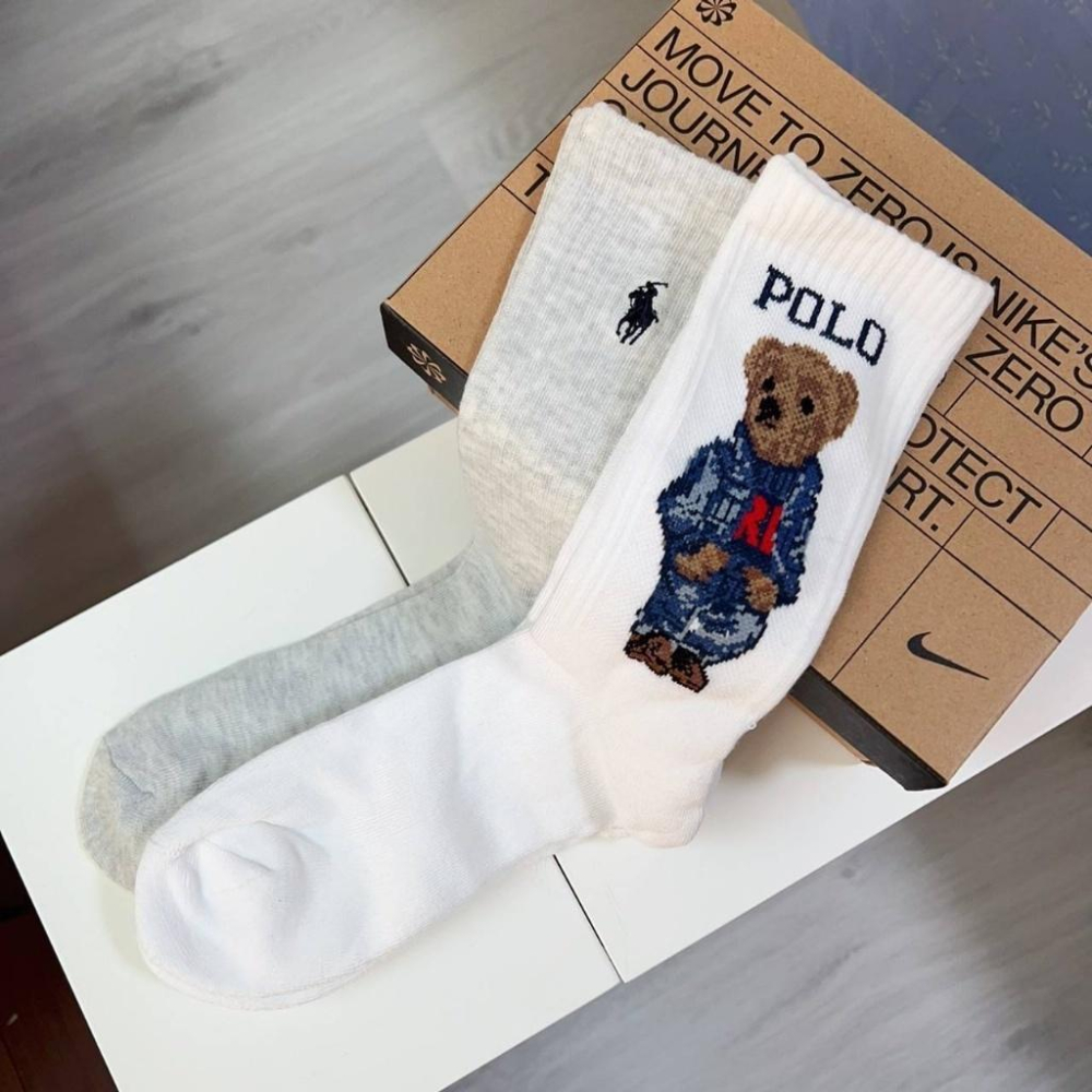 中筒襪 POLO小熊襪 小馬刺繡長襪 3入 Polo Ralph Lauren 小馬LOGO 舒適透氣 四季必備 舒適透-細節圖2
