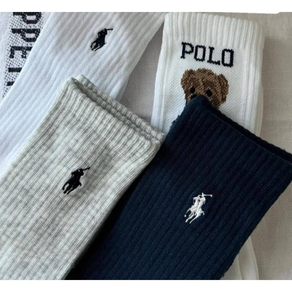 中筒襪 POLO小熊襪 小馬刺繡長襪 3入 Polo Ralph Lauren 小馬LOGO 舒適透氣 四季必備 舒適透-細節圖3