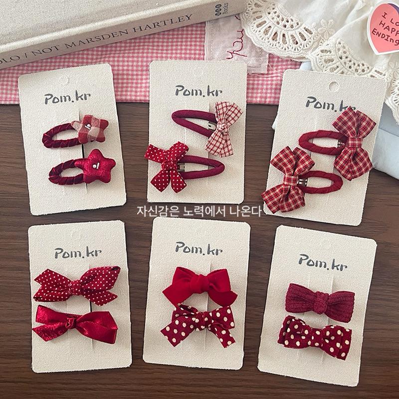 髮夾 瀏海夾 碎髮夾 新年必備 新年髮飾 過年髮飾 大紅色系髮飾 蝴蝶結髮飾 絲絨髮飾 走春 造型髮飾 日常百搭-細節圖2