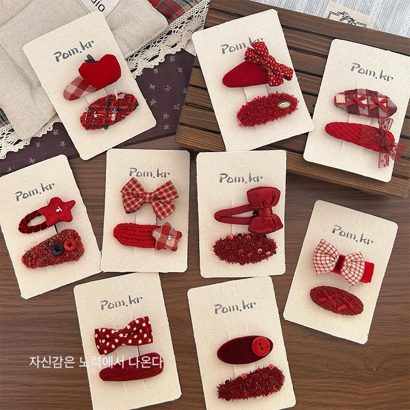 髮夾 瀏海夾 碎髮夾 新年必備 新年髮飾 過年髮飾 大紅色系髮飾 蝴蝶結髮飾 絲絨髮飾 走春 造型髮飾 日常百搭-細節圖3