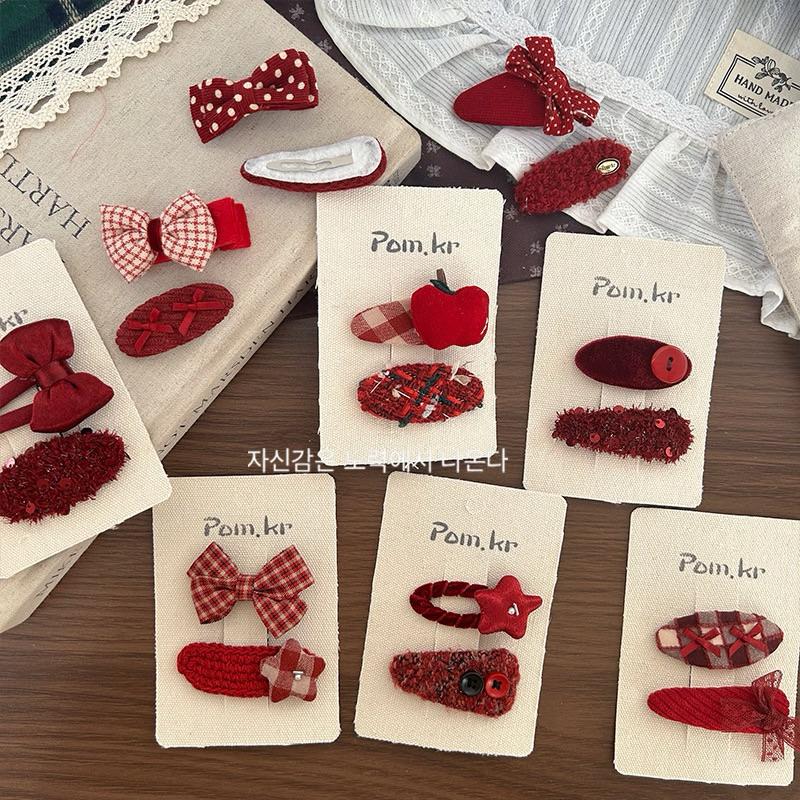 髮夾 瀏海夾 碎髮夾 新年必備 新年髮飾 過年髮飾 大紅色系髮飾 蝴蝶結髮飾 絲絨髮飾 走春 造型髮飾 日常百搭-細節圖5