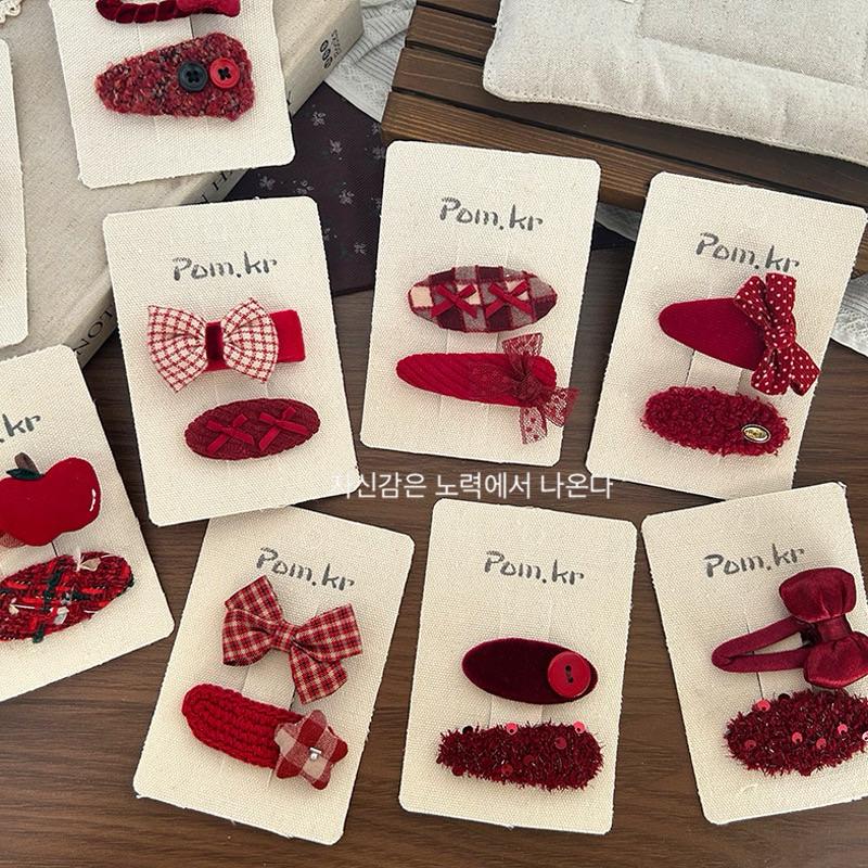 髮夾 瀏海夾 碎髮夾 新年必備 新年髮飾 過年髮飾 大紅色系髮飾 蝴蝶結髮飾 絲絨髮飾 走春 造型髮飾 日常百搭-細節圖7