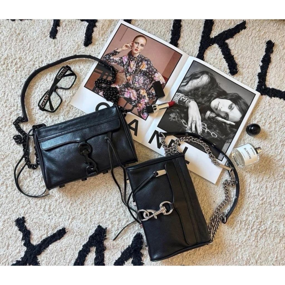 斜背包 Rebecca Minkoff Mini Mac 鎖頭 鏈條包 單肩包 黑色牛皮基本款 大容量 收納方便 出門必-細節圖2