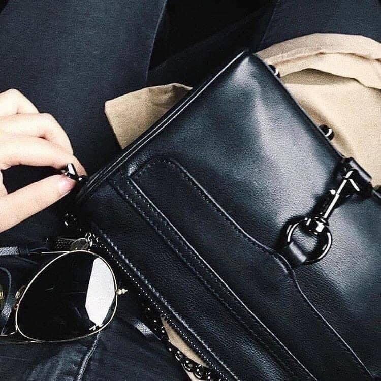 斜背包 Rebecca Minkoff Mini Mac 鎖頭 鏈條包 單肩包 黑色牛皮基本款 大容量 收納方便 出門必-細節圖9