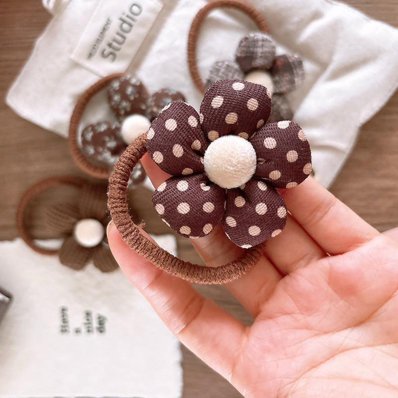 髮圈 小花髮圈 立體花朵髮圈 兒童髮繩 兒童髮圈 美拉德色系 馬尾髮繩 造型髮圈 髮繩 花朵 造型髮飾 日常百搭-細節圖5