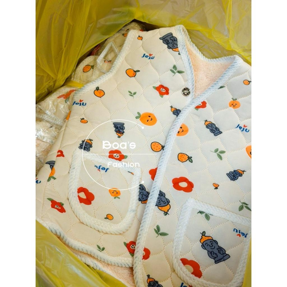 正韓 背心 阿珠媽背心 刷毛背心 橘子背心 濟州島 桔子🍊親子背心 橘石爺刷毛背心 偶像背心 老奶奶造型背心-細節圖2