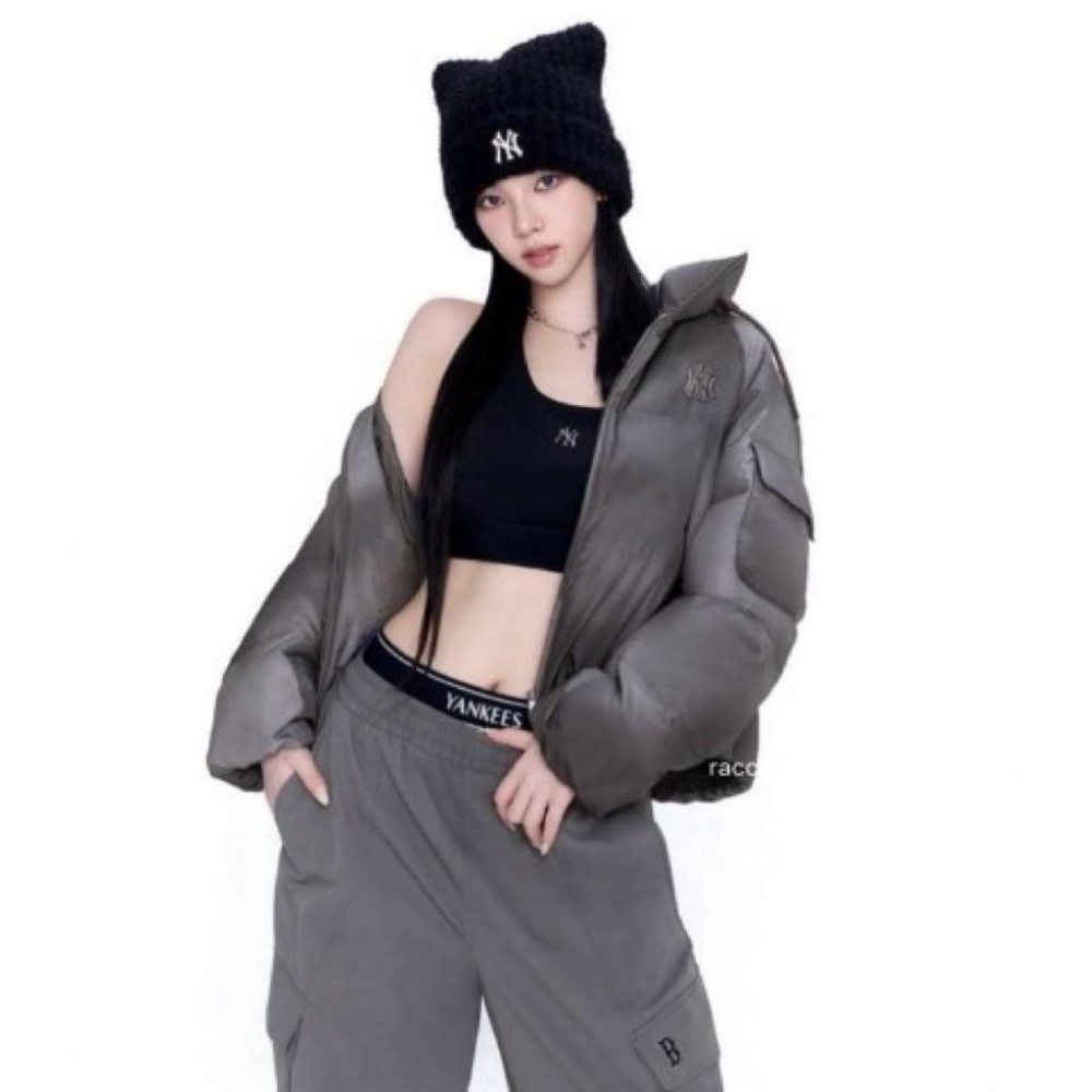 韓國 MLB 貓耳針織帽 泰迪絨 毛圈毛帽 惡魔角帽子 護耳針織帽 冬季穿搭 明星同款 Karina aespa-細節圖4