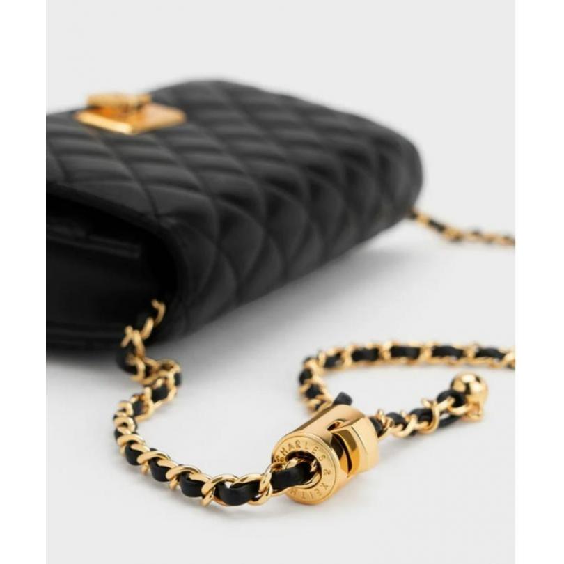 側背包 斜背包 背包 Charles&Keith 小CK 金環款 小香風 有調節釦 小ck包 大容量 收納方便 出門必備-細節圖9