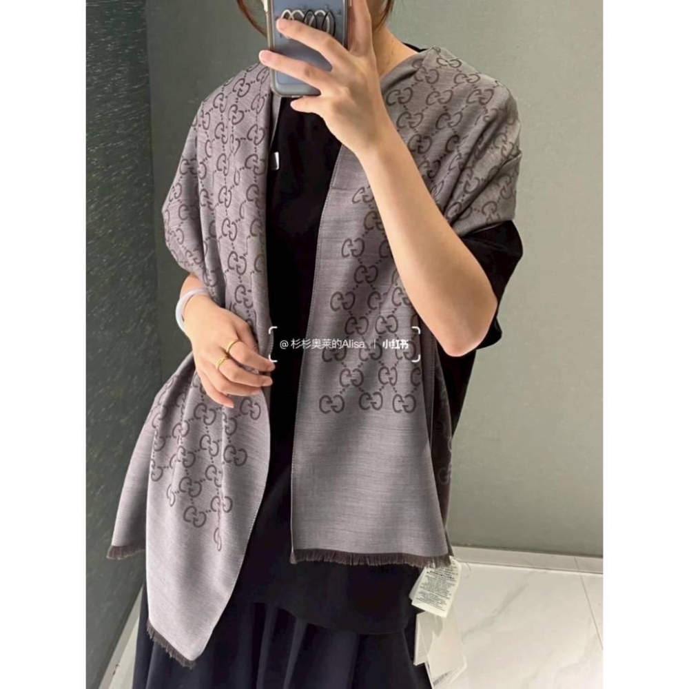 Gucci 雙G 羊毛 圍巾 經典 大Logo｜雙面 配色 披肩 圍脖 男女同款-細節圖6