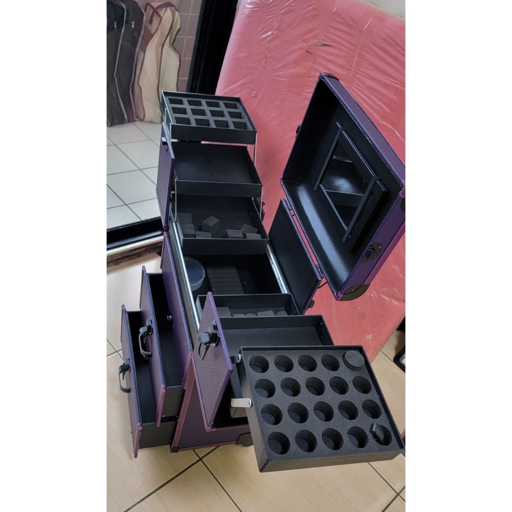 化妝品收納拉桿化妝箱 大號美甲紋繡攜帶式化妝箱-細節圖6