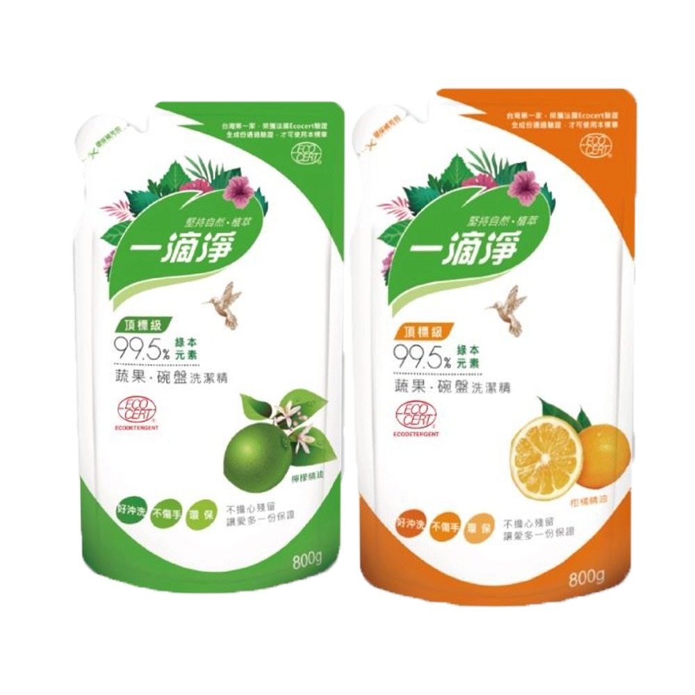 楓康一滴淨蘆薈多酚洗碗精補充包 柑橘精油/檸檬精油800gX6入-細節圖2