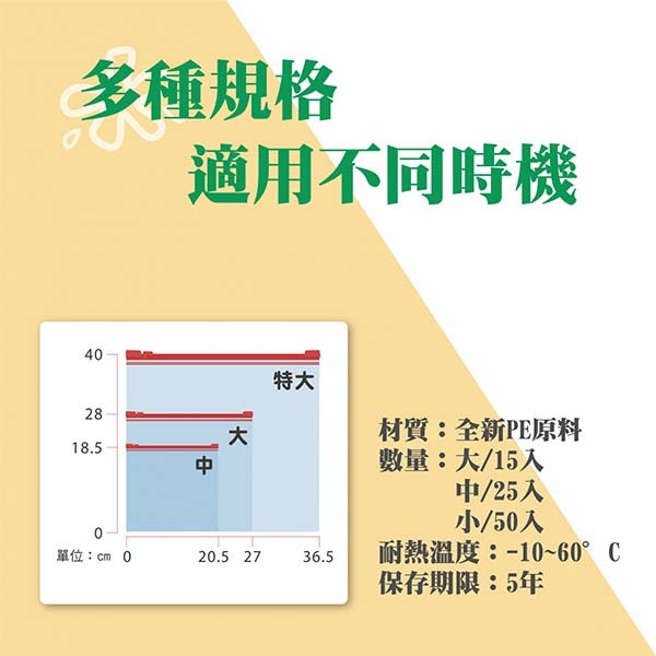 楓康滑軌式夾鏈密封袋(綠)(中/大/特大)-細節圖7