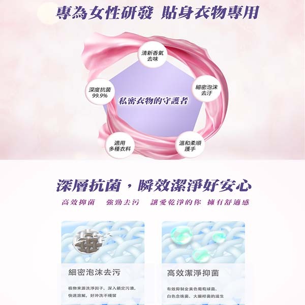 毛寶 貼身衣物手洗精1000g(玫瑰天竺葵/果漾西西里)-細節圖3