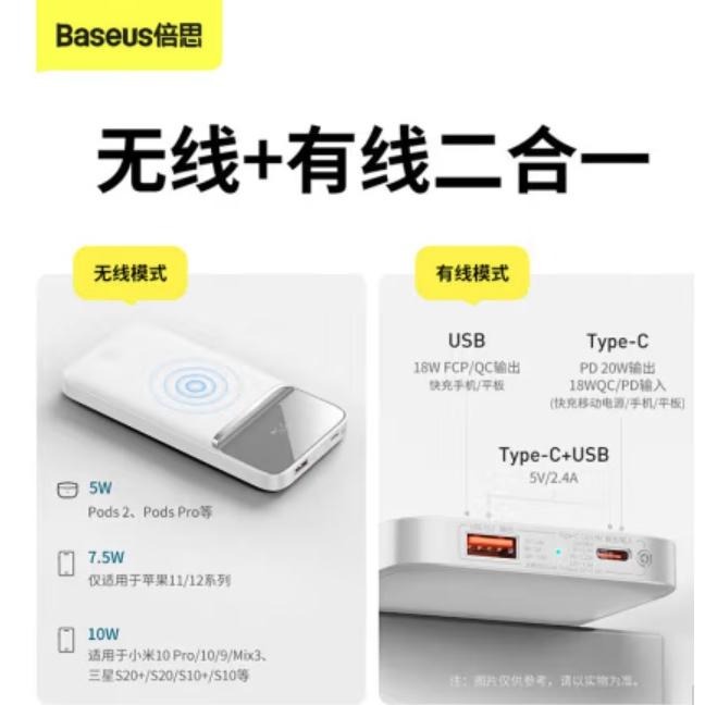 ＂便宜免運＂倍思MagSafe磁吸無線行動電源·10000mAh大容量 超薄行動電源·二合一快充·PD20W快充 蘋果-細節圖3