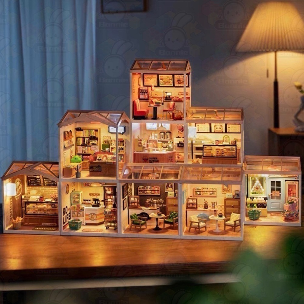 Robotime Rolife 超級世界 超級商店 含燈 diy手工小屋 袖珍屋 益智拼裝 桌面擺件裝飾-細節圖3