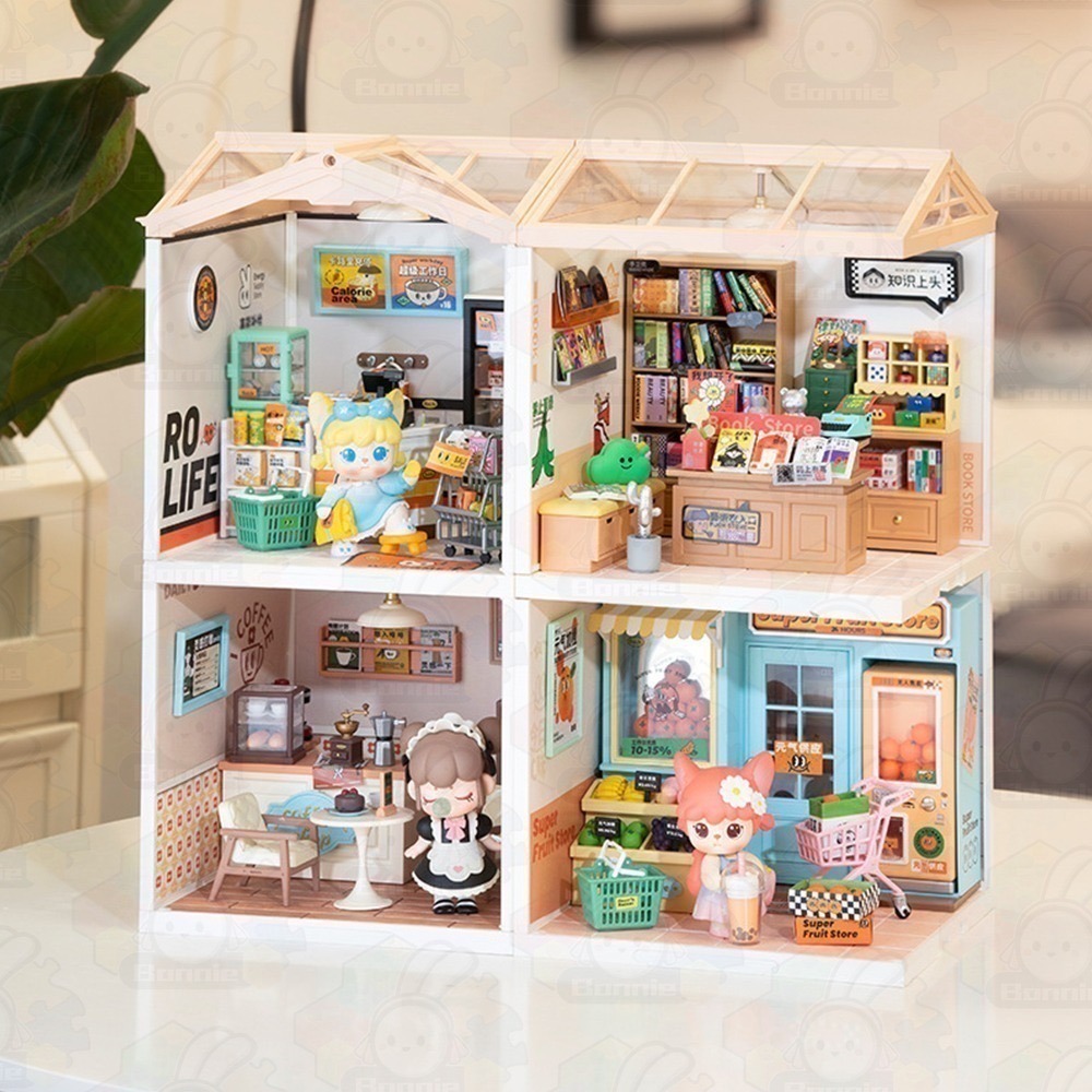 Robotime Rolife 超級世界 超級商店 含燈 diy手工小屋 袖珍屋 益智拼裝 桌面擺件裝飾-細節圖8