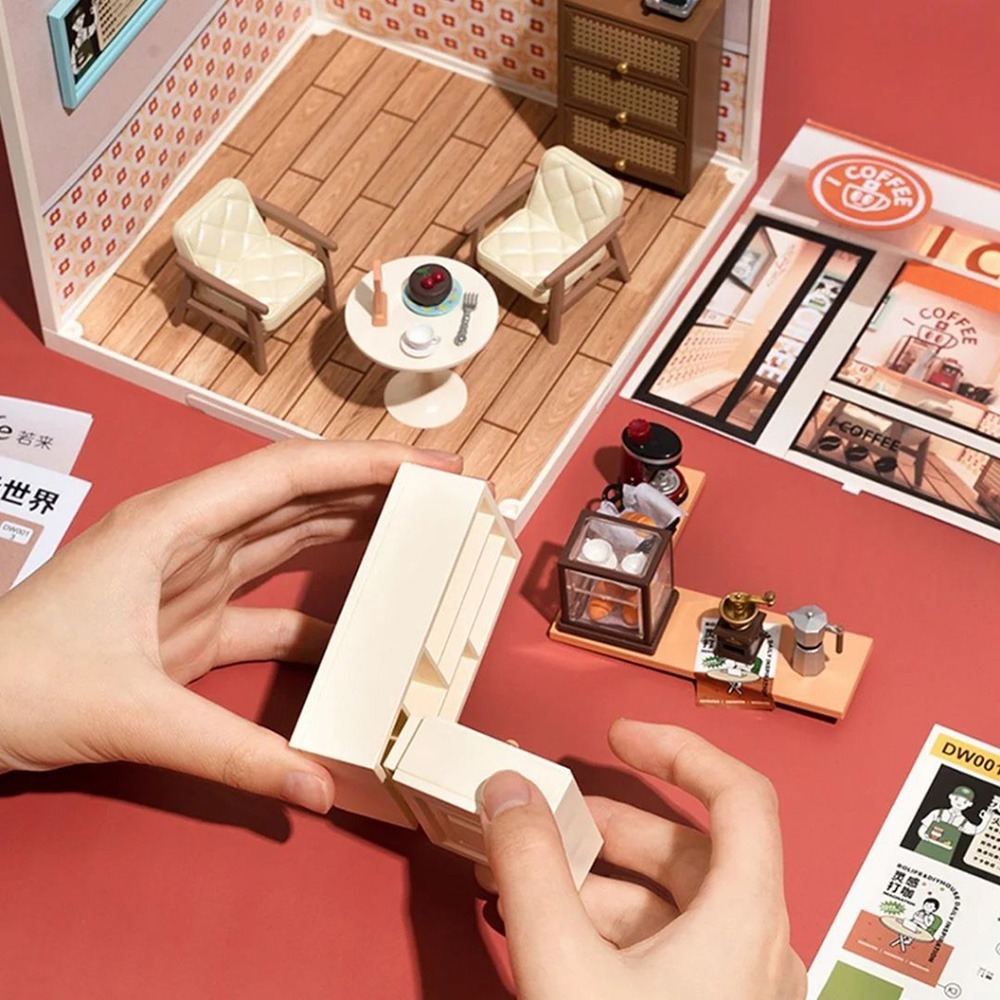 Robotime Rolife 超級世界 靈感打咖 咖啡店 DW001-細節圖3