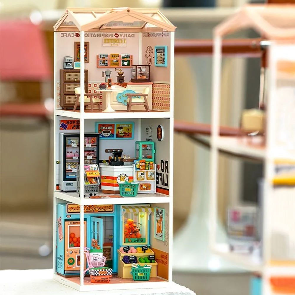 Robotime Rolife 超級世界 靈感打咖 咖啡店 DW001-細節圖4