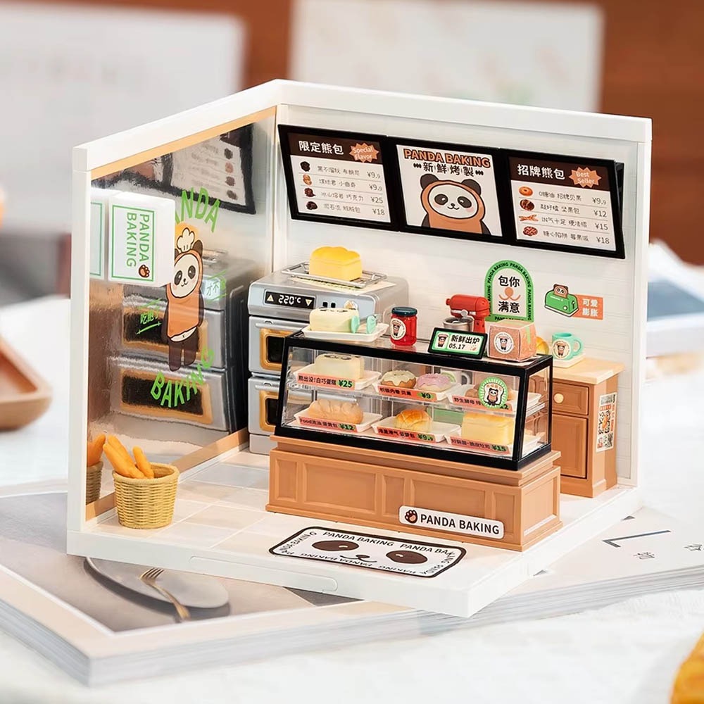 Robotime Rolife 超級世界 熊貓墩墩 麵包店 DW005-細節圖2