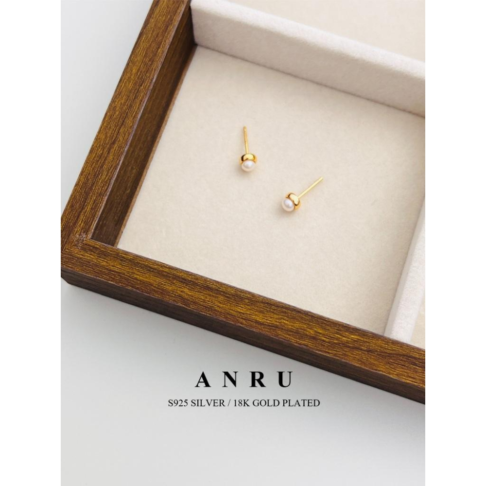 ｜ANRU 月米｜純銀珍珠耳環 ｜S925 18K金色 珍珠 耳環   輕奢 x 優雅 x 質感-細節圖3