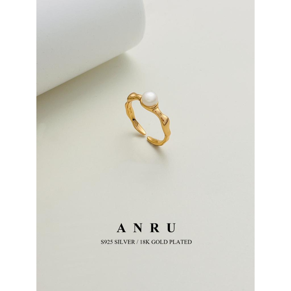 ｜ANRU 光漾｜純銀珍珠戒指 ｜S925 純銀 18K金 金色 珍珠 戒指 輕奢 x 優雅 x 質感-細節圖2
