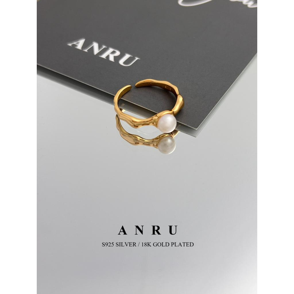 ｜ANRU 光漾｜純銀珍珠戒指 ｜S925 純銀 18K金 金色 珍珠 戒指 輕奢 x 優雅 x 質感-細節圖3