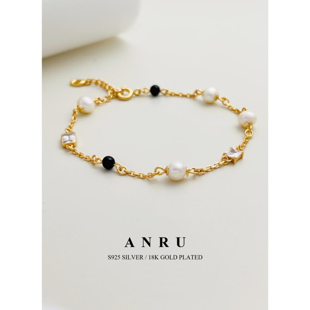 ｜ANRU 金色低語｜純銀珍珠手鍊 ｜S925 18K金色 天然珍珠 手鍊 手環 輕奢 x 優雅 x 質感-細節圖2