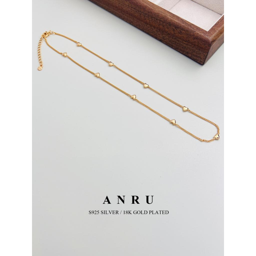 ｜ANRU 心心相連｜純銀項鍊 ｜S925 純銀 18K金 鎖骨鍊 項鍊 輕奢 x 優雅 x 愛心-細節圖3