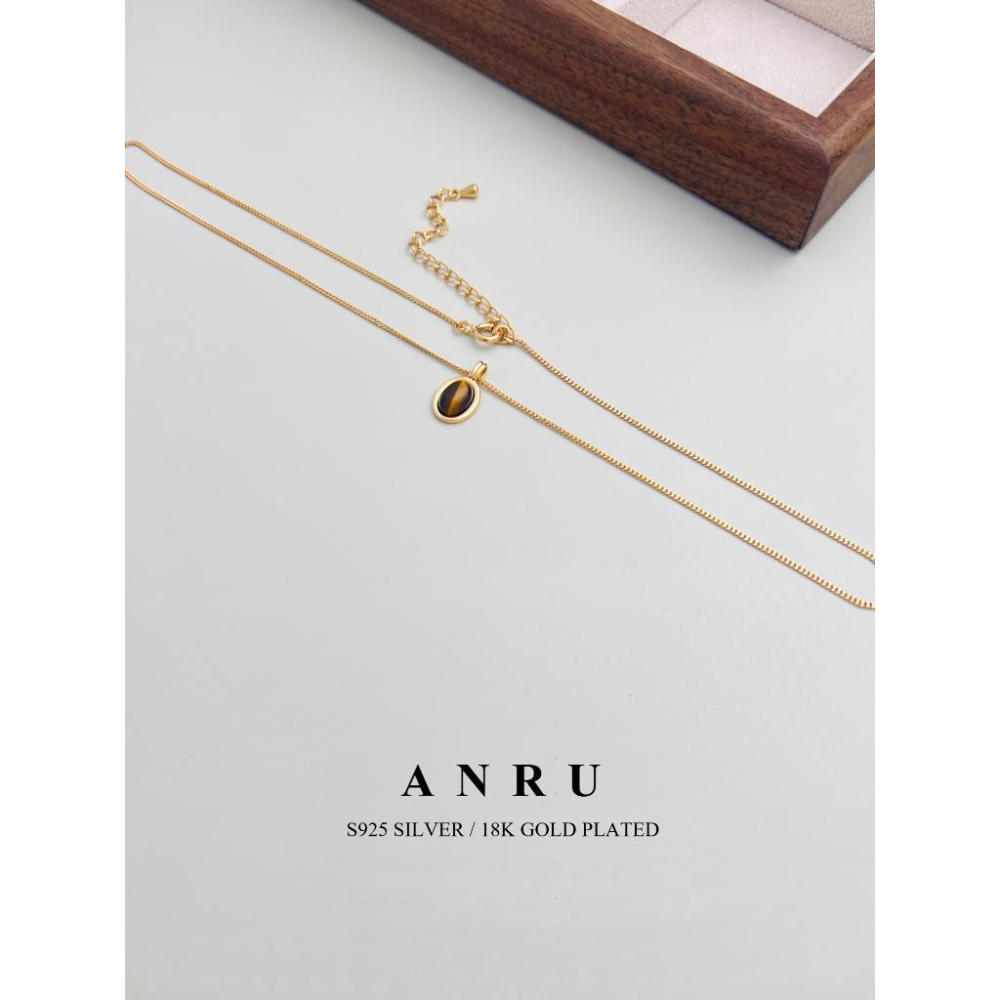 ｜ANRU 石耀｜純銀虎眼石項鍊 ｜S925 純銀 18K金 虎眼石 鎖骨鍊 項鍊 輕奢 x 優雅 x 勇氣-細節圖3