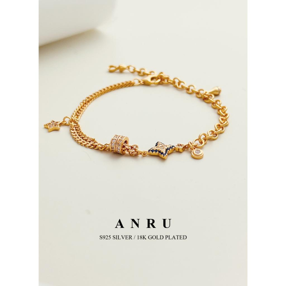 ｜ANRU 星願｜純銀鋯石手鍊 ｜S925 18K金色 天然珍珠 手鍊 手環 輕奢 x 優雅 x 光芒-細節圖2
