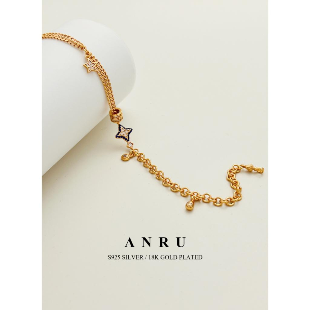 ｜ANRU 星願｜純銀鋯石手鍊 ｜S925 18K金色 天然珍珠 手鍊 手環 輕奢 x 優雅 x 光芒-細節圖3