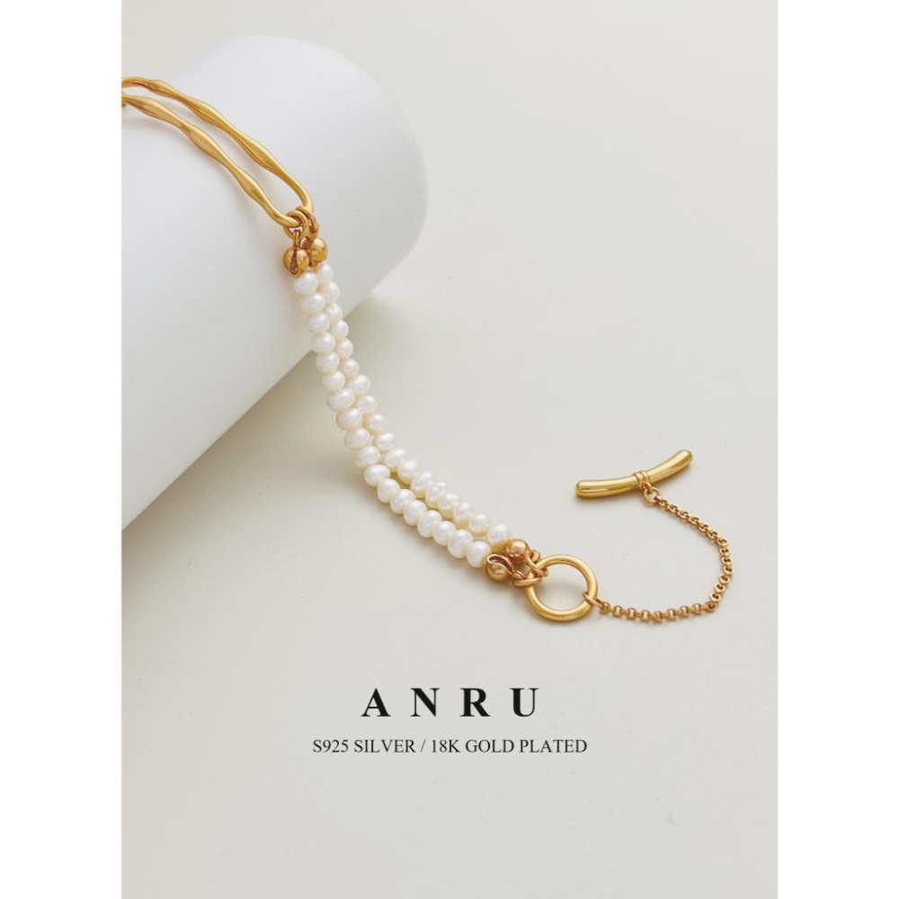 ｜ANRU 疊影｜純銀雙層珠珍手鍊｜S925 18K金色 天然珍珠 手鍊 手環 輕奢 x 優雅 x 質感-細節圖3