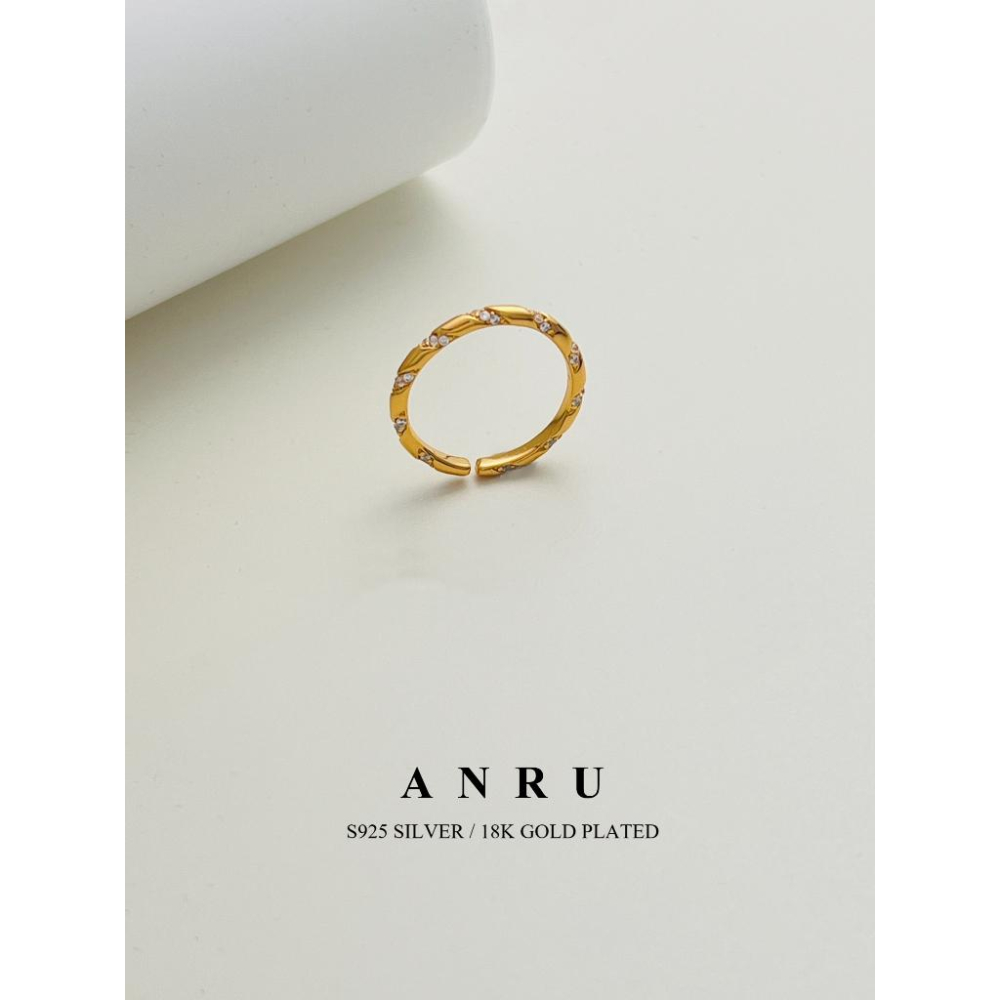 ｜ANRU  星軌 (金)｜純銀鋯石戒指 ｜S925 純銀 18K金 金色 戒指 輕奢 x 優雅 x 質感-細節圖2