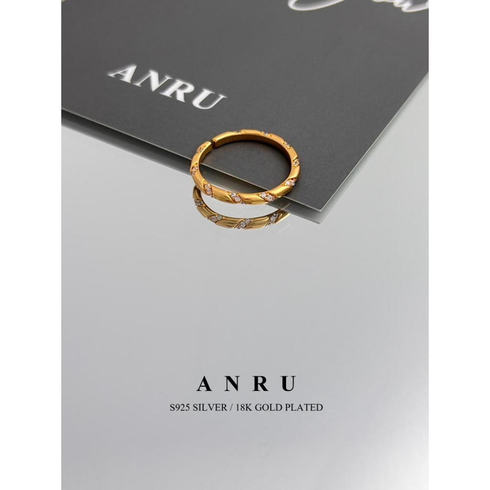 ｜ANRU  星軌 (金)｜純銀鋯石戒指 ｜S925 純銀 18K金 金色 戒指 輕奢 x 優雅 x 質感-細節圖3
