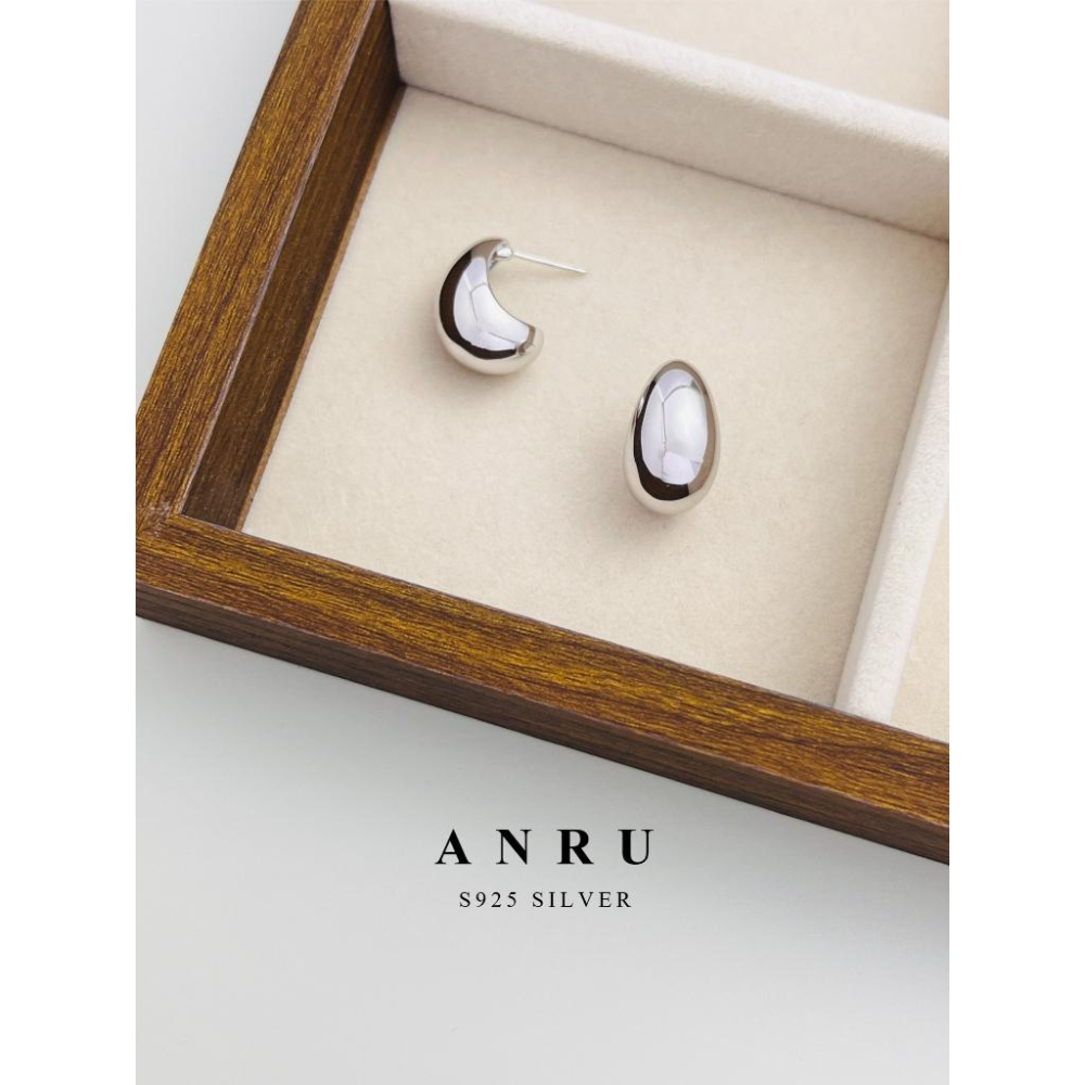 ｜ANRU 豆映｜純銀耳環 ｜S925 純銀 金豆 銀豆 水滴 耳環 輕奢 x 優雅 x 質感-細節圖6