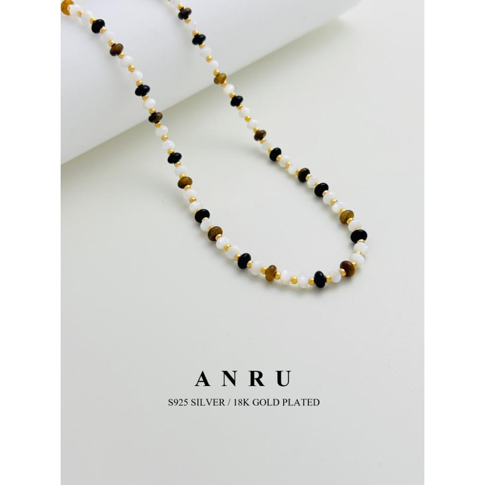 ｜ANRU 石耀｜純銀虎眼石串珠項鍊 ｜S925 純銀 18K金 虎眼石 鎖骨鍊 項鍊 輕奢 x 優雅 x 勇氣-細節圖2