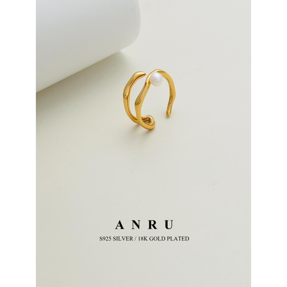 ｜ANRU 光點 (金)｜純銀珍珠戒指 ｜S925 純銀 18K金 金色 珍珠 戒指 輕奢 x 優雅 x 質感-細節圖2