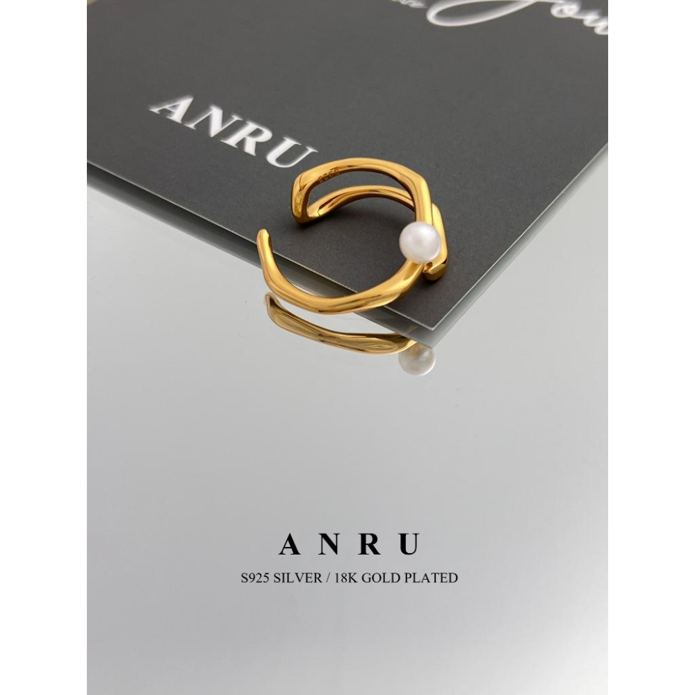 ｜ANRU 光點 (金)｜純銀珍珠戒指 ｜S925 純銀 18K金 金色 珍珠 戒指 輕奢 x 優雅 x 質感-細節圖3