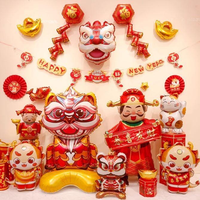★現貨-台灣★4D新年氣球 新年 2024 龍年 過年 佈置 節慶 派對 財神爺 醒獅 新年飯店佈置 除夕夜 新年裝飾-細節圖2