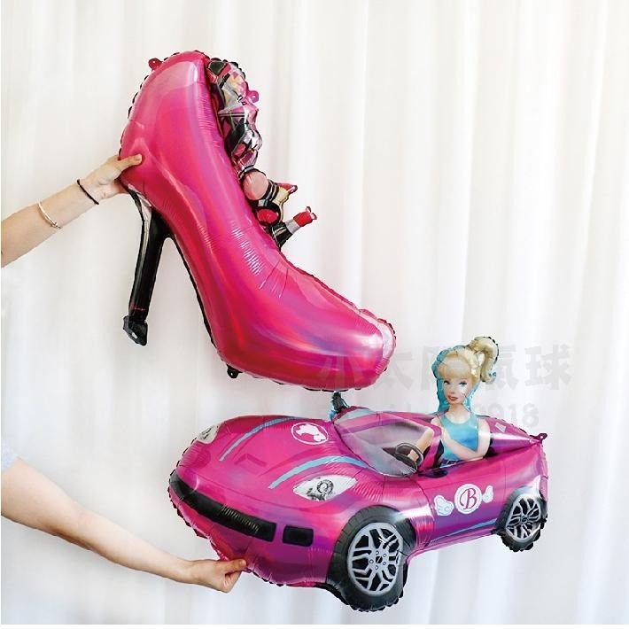 ★現貨-台灣★芭比氣球 桃色 黑色 印花 芭比 生日 高跟鞋 胡蝶結 氣球佈置 生日氣球 派對 慶生 周歲 抓收 布置-細節圖4