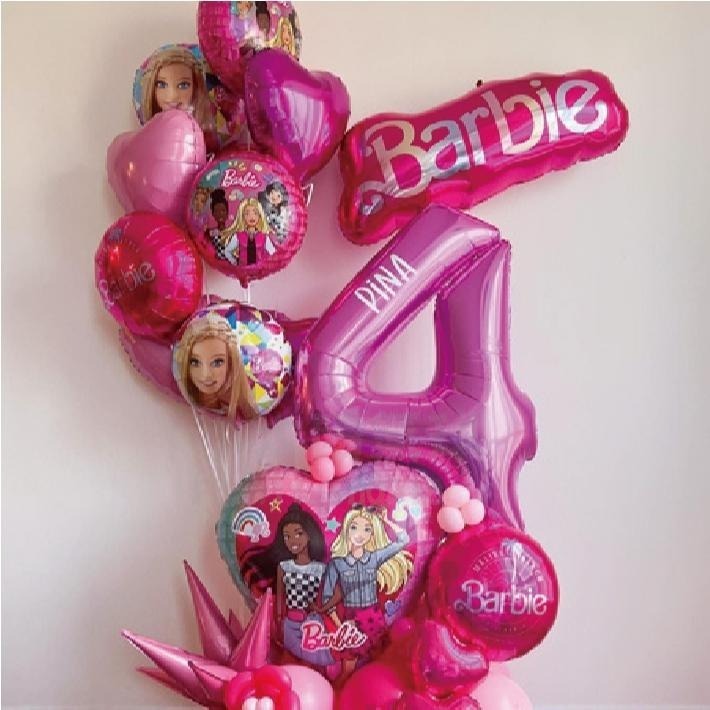 ★現貨-台灣★芭比氣球 桃色 黑色 印花 芭比 生日 高跟鞋 胡蝶結 氣球佈置 生日氣球 派對 慶生 周歲 抓收 布置-細節圖5