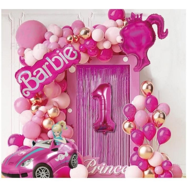 ★現貨-台灣★芭比氣球 桃色 黑色 印花 芭比 生日 高跟鞋 胡蝶結 氣球佈置 生日氣球 派對 慶生 周歲 抓收 布置-細節圖7
