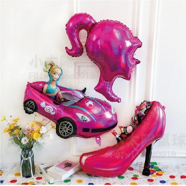 ★現貨-台灣★芭比氣球 桃色 黑色 印花 芭比 生日 高跟鞋 胡蝶結 氣球佈置 生日氣球 派對 慶生 周歲 抓收 布置-細節圖8