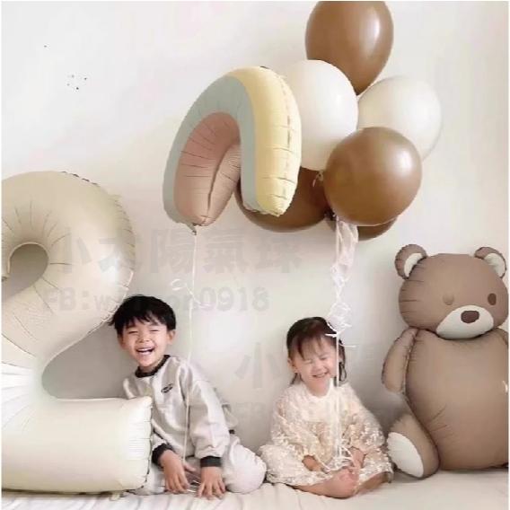 ★現貨-台灣★奶茶色氣球 磨砂色 北極熊 焦糖色 飛機 彩虹 奶油白色氣球 生日拍照道具 生日背景 生日佈置 韓國ins-細節圖6