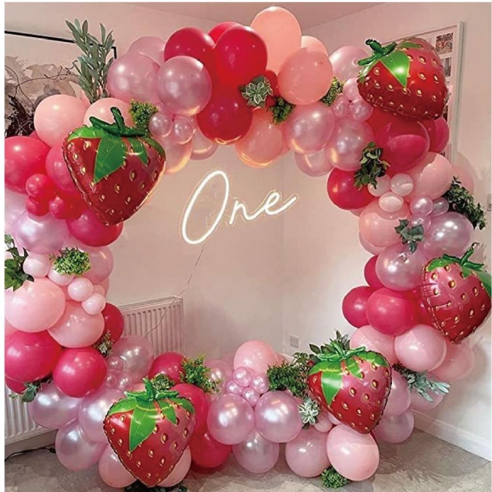 ★現貨-台灣★草莓氣球 氣球 4D 水果氣球 數字1 生日佈置 站立氣球 夏天佈置 水果攤氣球佈置 開幕佈置 水果店-細節圖7