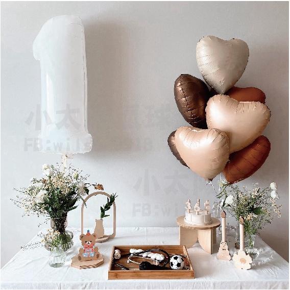 ★現貨-台灣★奶油色 焦糖色 奶茶色 愛心氣球 鋁箔星星 森林系布置 韓風 咖啡色 杏仁色 白色 氣球布置 咖費色拉旗-細節圖4