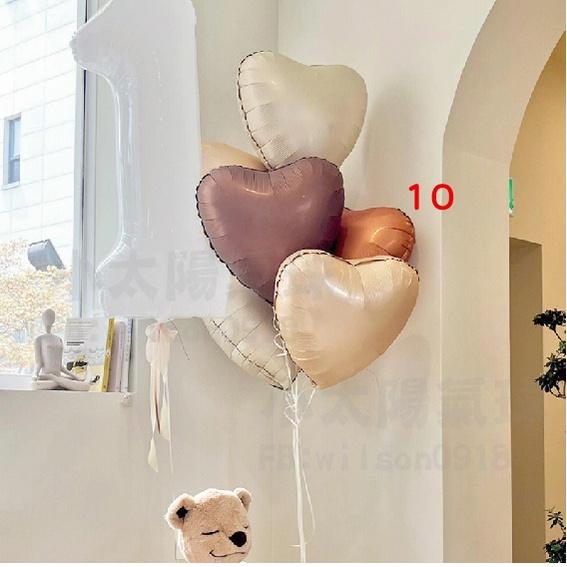 ★現貨-台灣★奶油色 焦糖色 奶茶色 愛心氣球 鋁箔星星 森林系布置 韓風 咖啡色 杏仁色 白色 氣球布置 咖費色拉旗-細節圖6