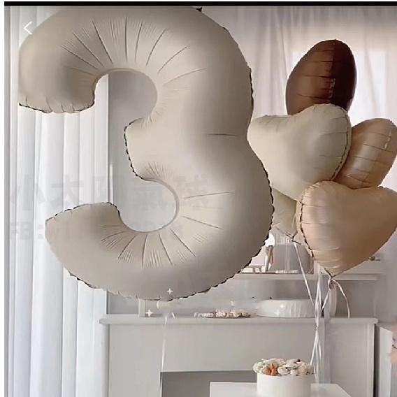 ★現貨-台灣★奶油色 焦糖色 奶茶色 愛心氣球 鋁箔星星 森林系布置 韓風 咖啡色 杏仁色 白色 氣球布置 咖費色拉旗-細節圖8