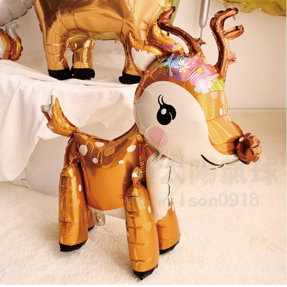 ★現貨-台灣★ 鹿氣球 梅花鹿 小路 聖誕節 聖誕鹿 禮物 4D站立氣球 焦糖色 可可色 奶油色 佈置 生日 動物 馴鹿-細節圖2